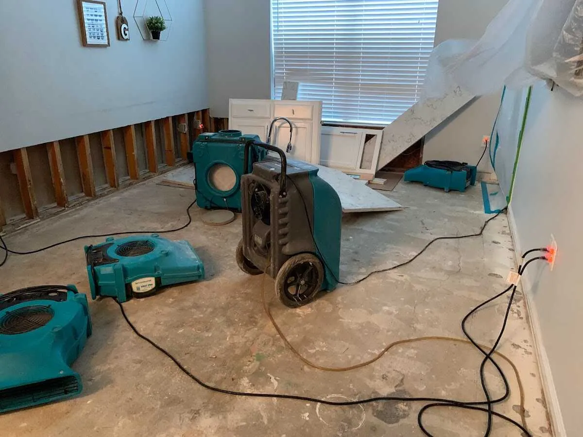 Dehumidifier in flood-cut room for Water Damage Restoration in Findlay